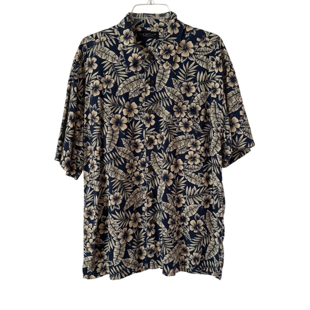Cactus Black‎ Label Mens Casual Button Down Shirt Tropical Hawaiian Print